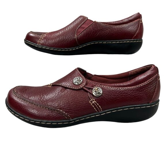 Clarks Ashland Lane Q Burgundy NWOB Leather Slip-On Loafer Size 8N - Picture 1 of 11